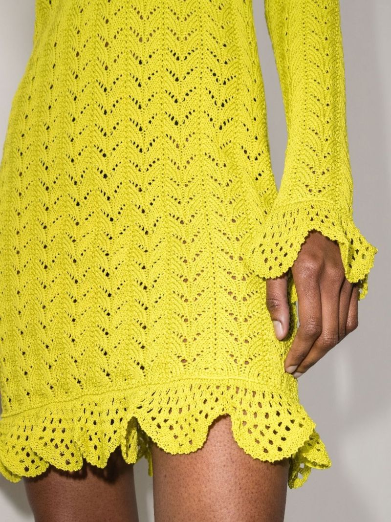 Ruffled Cotton Crochet Mini Dress