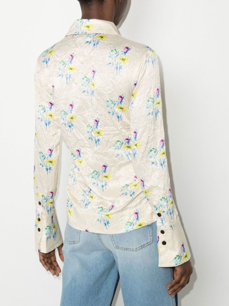 Floral Print Exaggerated Collar Shirt