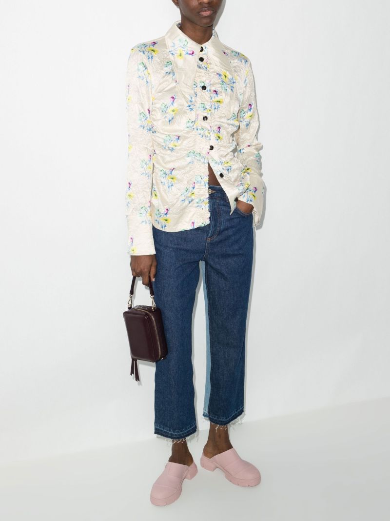 Floral Print Exaggerated Collar Shirt