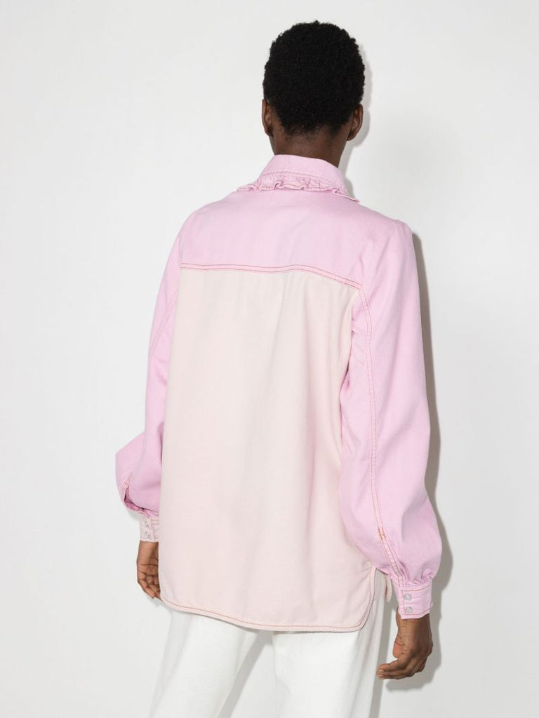 Ruffled Collar Denim Shirt