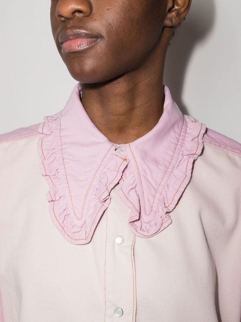 Ruffled Collar Denim Shirt