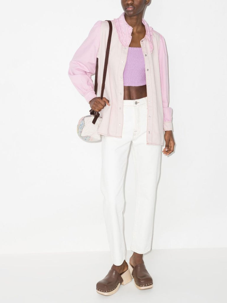 Ruffled Collar Denim Shirt
