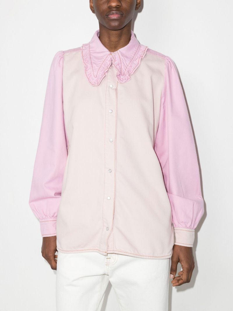 Ruffled Collar Denim Shirt