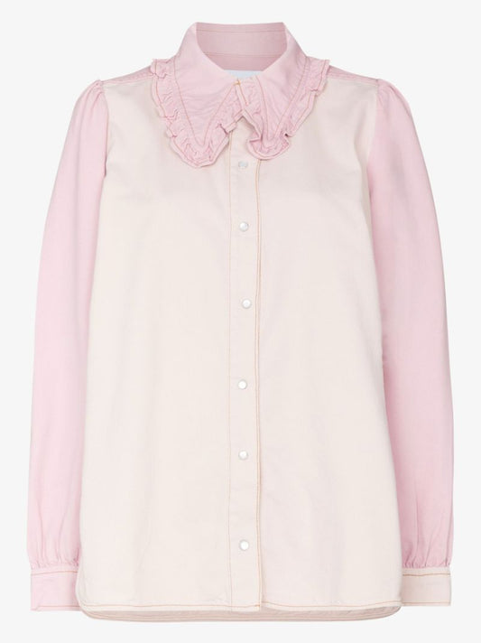 Ruffled Collar Denim Shirt