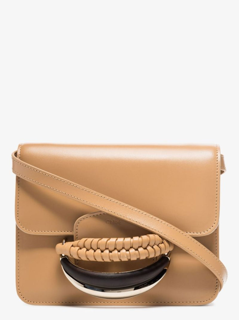 Neutral Kattie Leather Shoulder Bag