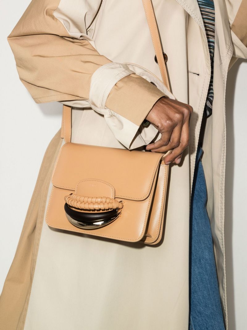 Neutral Kattie Leather Shoulder Bag