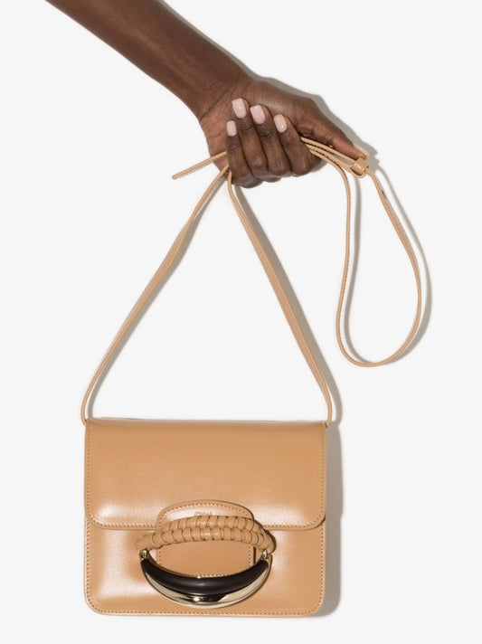 Neutral Kattie Leather Shoulder Bag