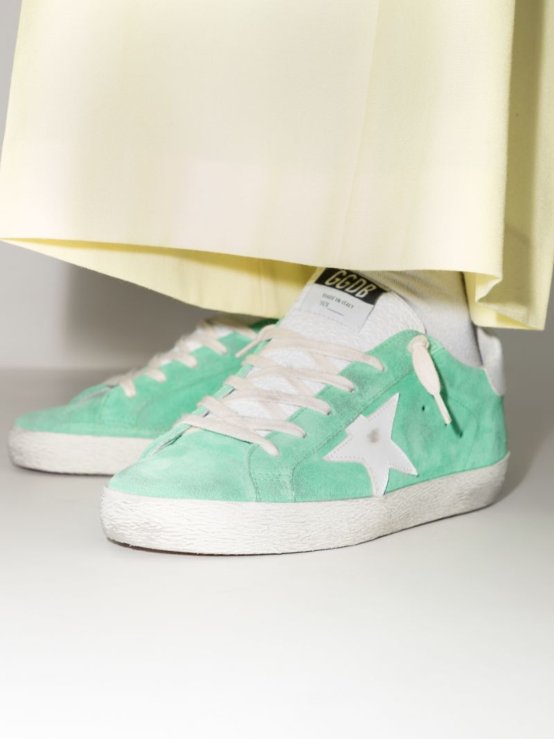 Green Super-star Low Top Suede Sneakers