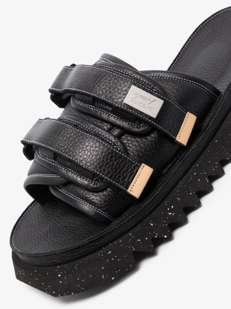 X Suicoke Black Moto Leather Sandals