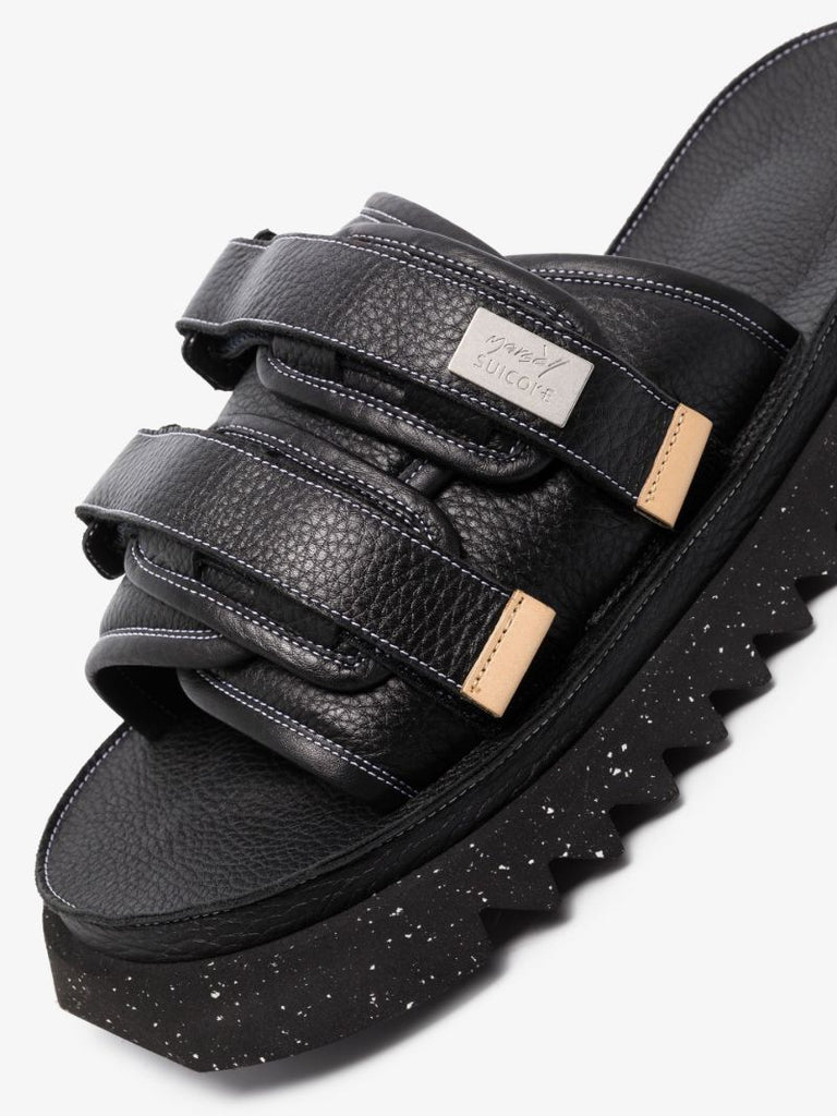 X Suicoke Black Moto Leather Sandals