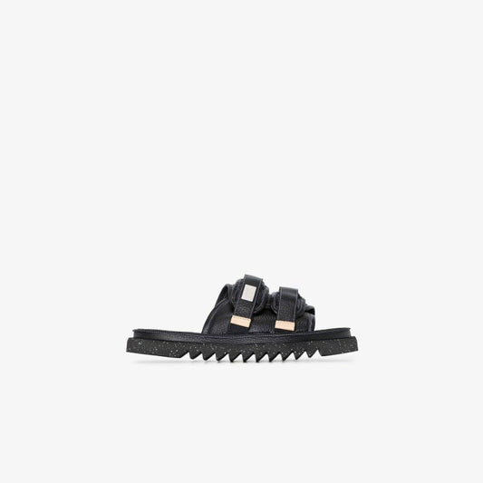 X Suicoke Black Moto Leather Sandals