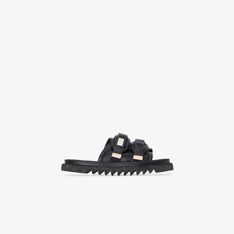 X Suicoke Black Moto Leather Sandals
