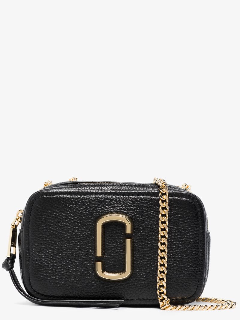 Black the Glam Shot Leather Cross Body Bag