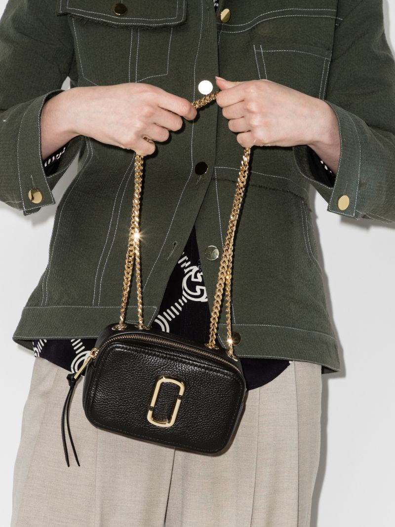 Black the Glam Shot Leather Cross Body Bag