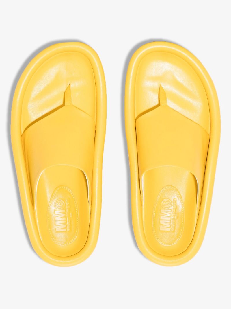Yellow Chunky Faux Leather Sandals