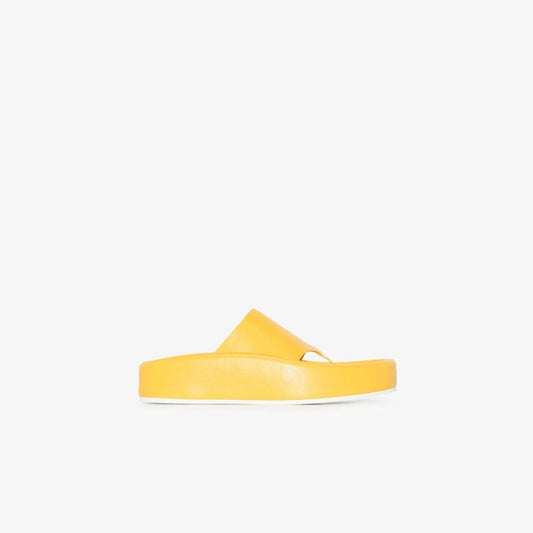 Yellow Chunky Faux Leather Sandals