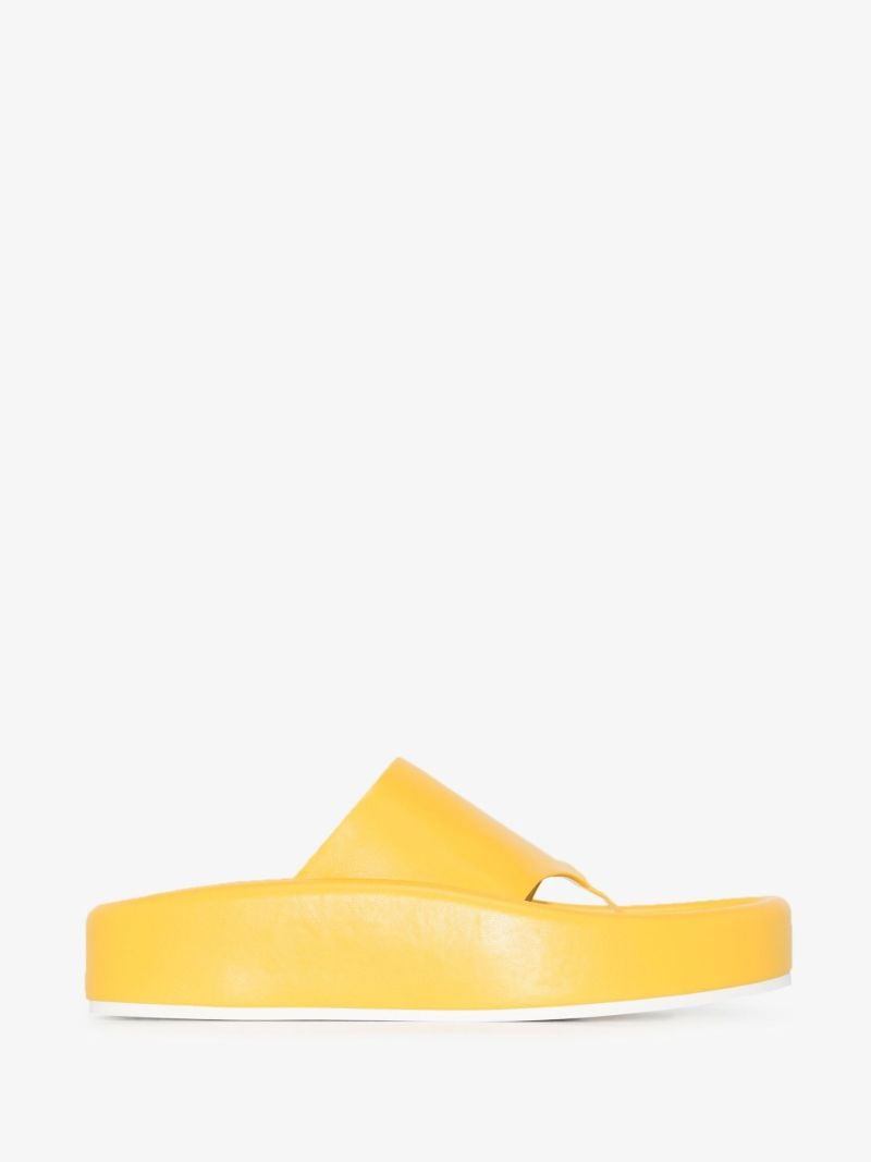 Yellow Chunky Faux Leather Sandals