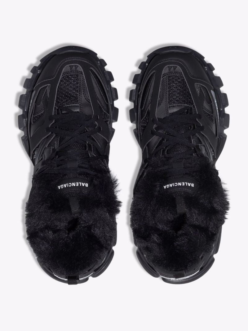 Black Track Faux Fur-trim Sneakers