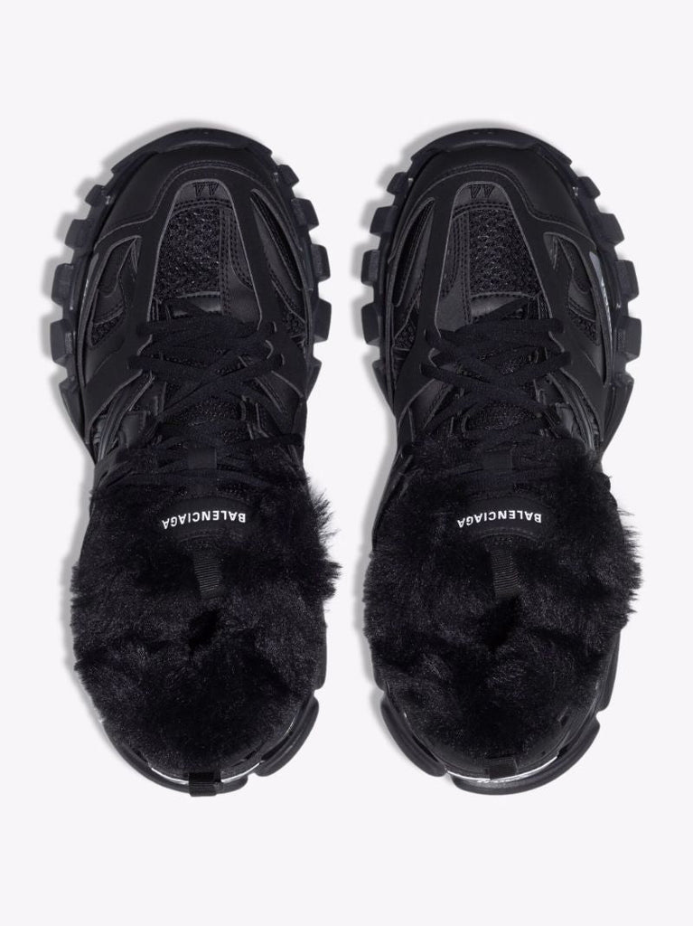 Black Track Faux Fur-trim Sneakers