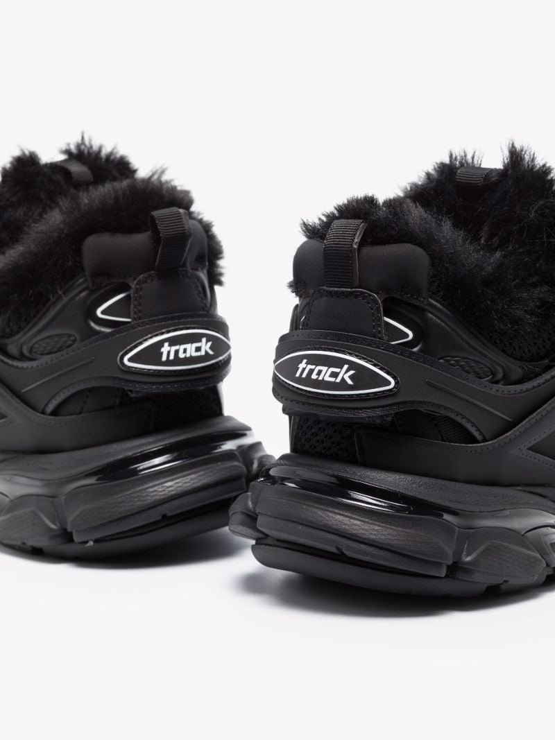 Black Track Faux Fur-trim Sneakers