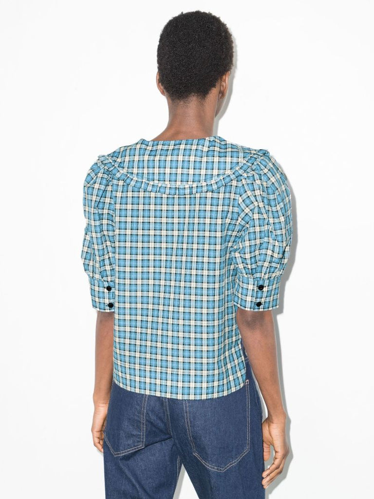 Oversized Collar Seersucker Blouse