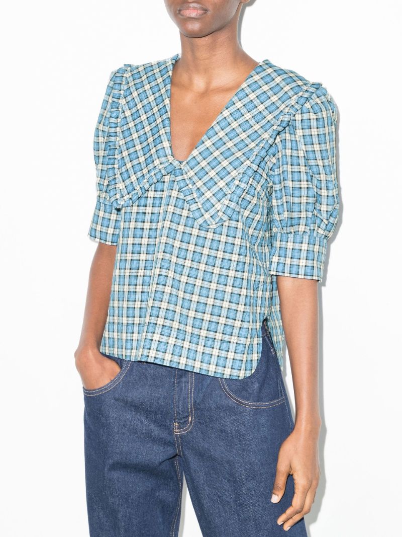 Oversized Collar Seersucker Blouse