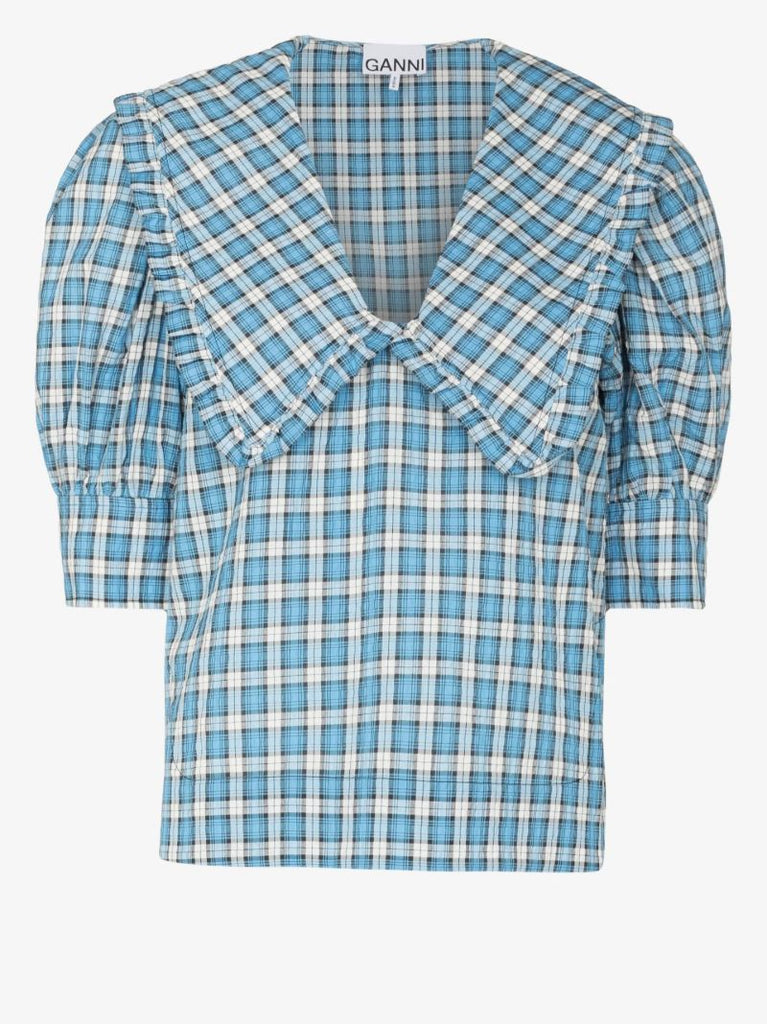 Oversized Collar Seersucker Blouse