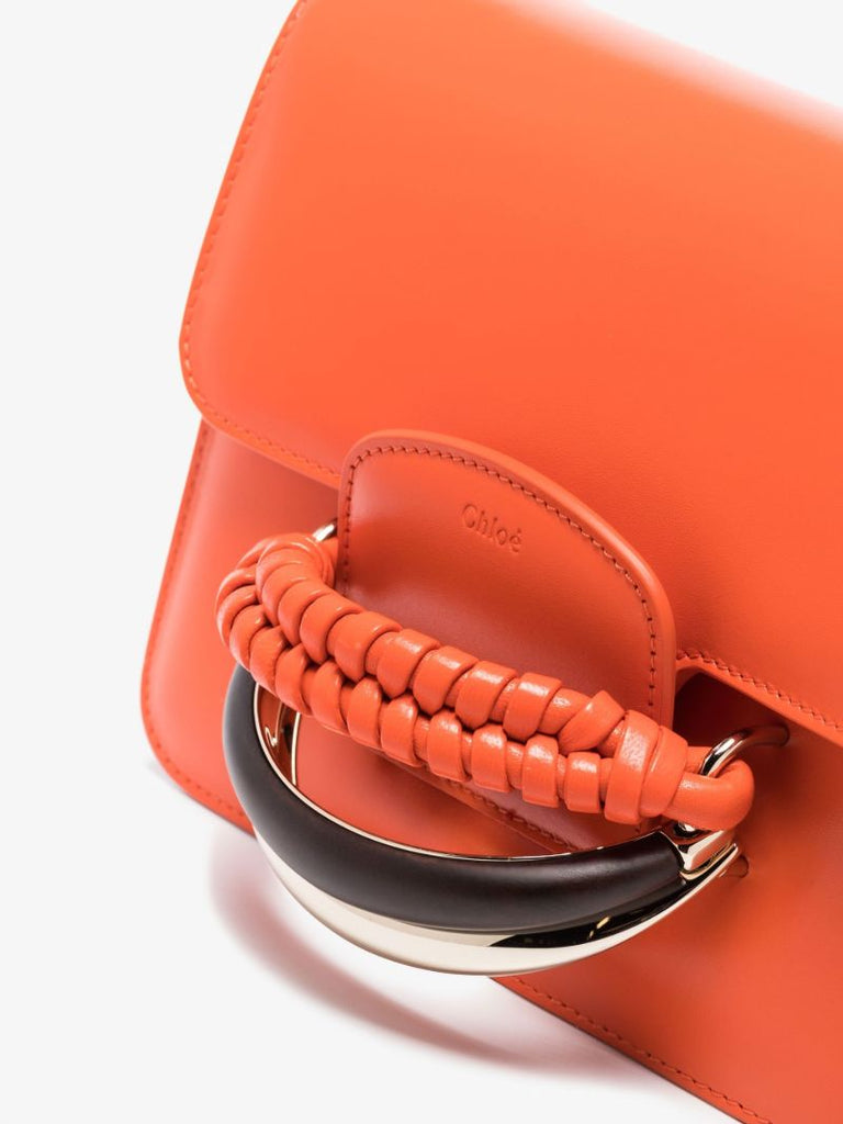 Orange Kattie Leather Shoulder Bag