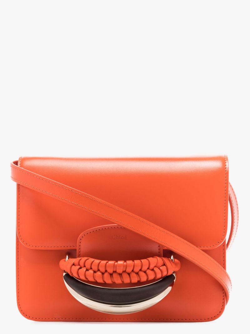 Orange Kattie Leather Shoulder Bag