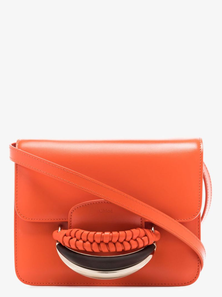 Orange Kattie Leather Shoulder Bag