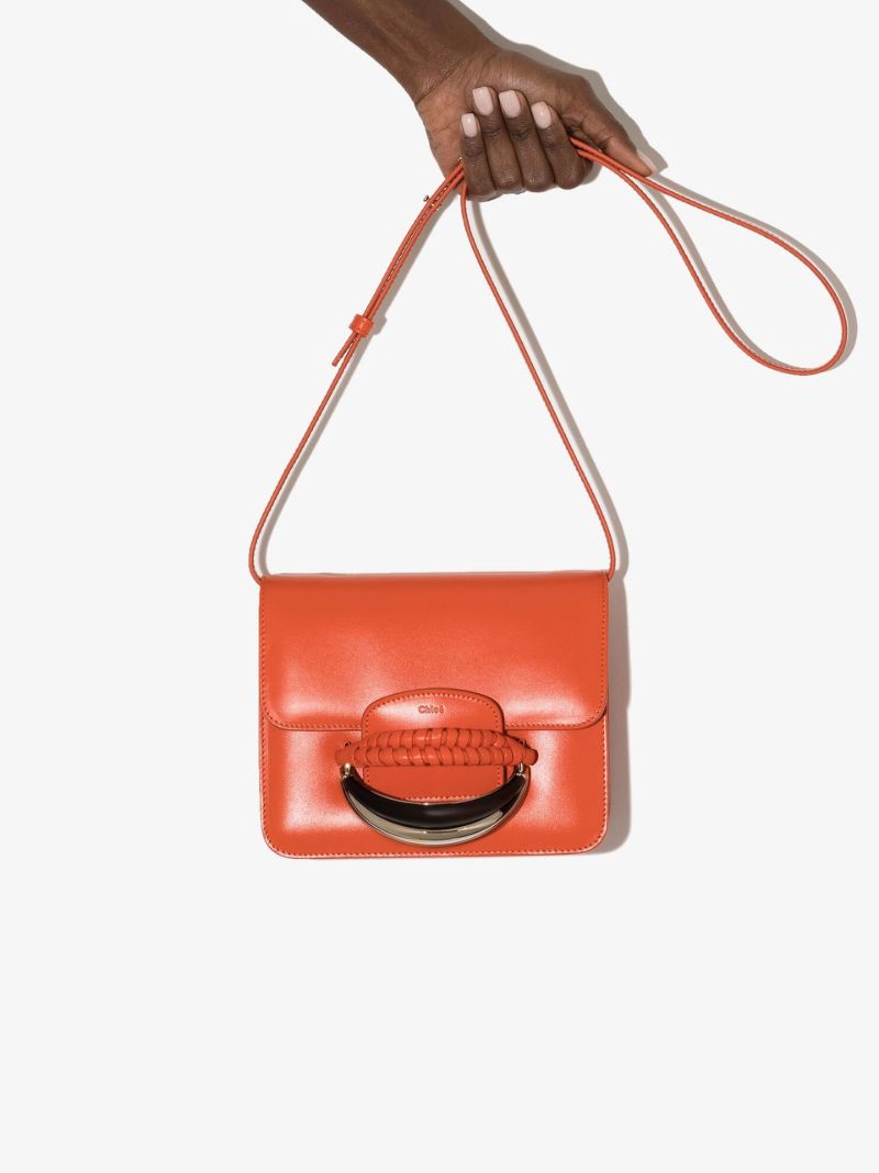 Orange Kattie Leather Shoulder Bag