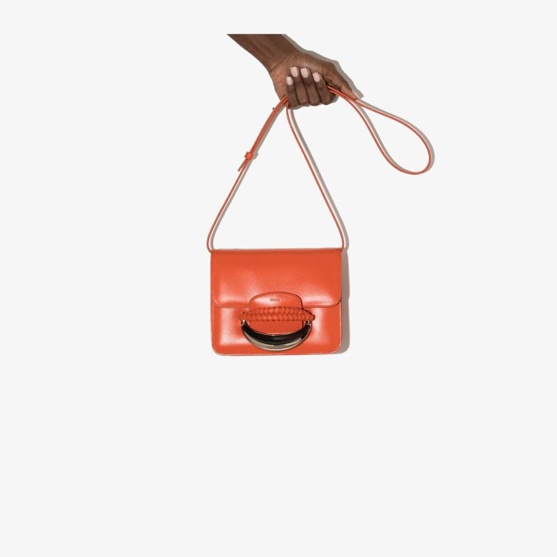 Orange Kattie Leather Shoulder Bag