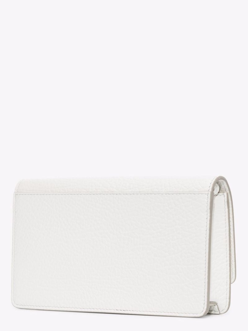 White Four-stitch Leather Chain Wallet