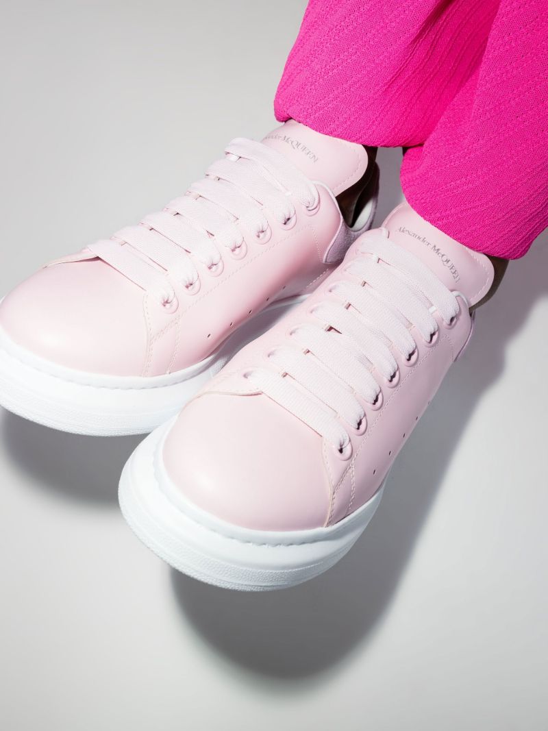 Pink Oversized Leather Sneakers