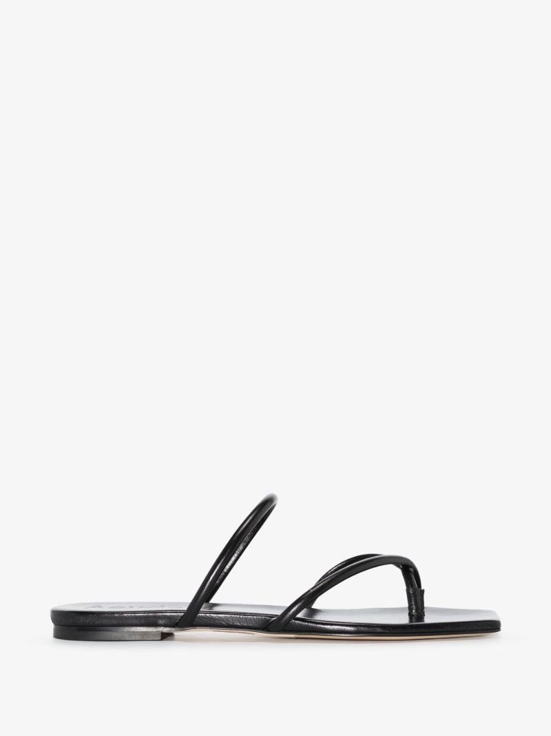 Black Mina Leather Sandals