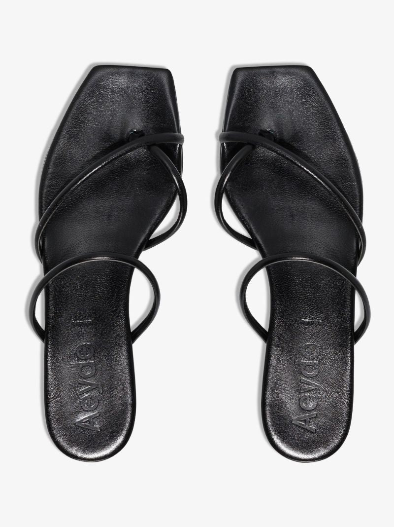 Black Mina Leather Sandals