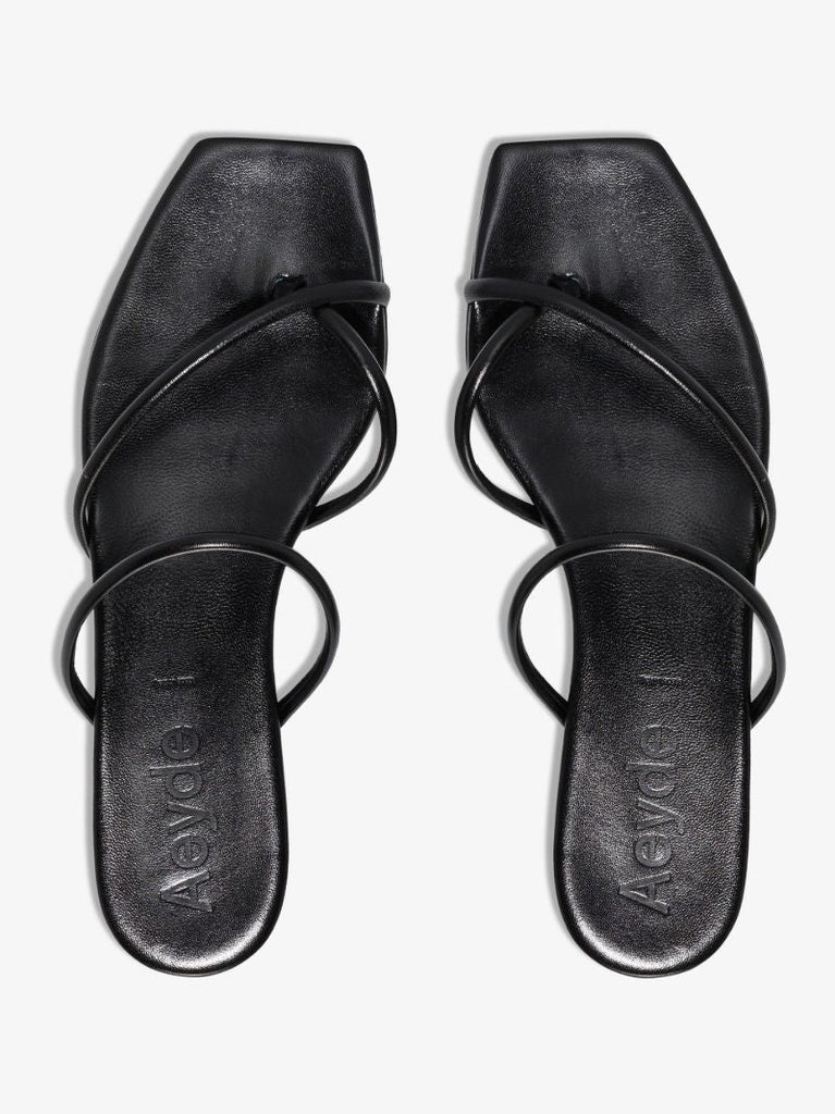 Black Mina Leather Sandals