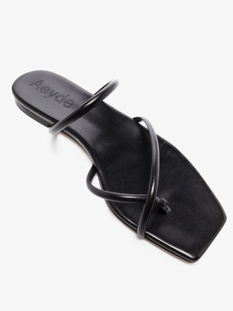 Black Mina Leather Sandals