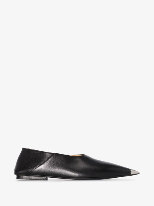 Black Pointed Toe Leather Pumps