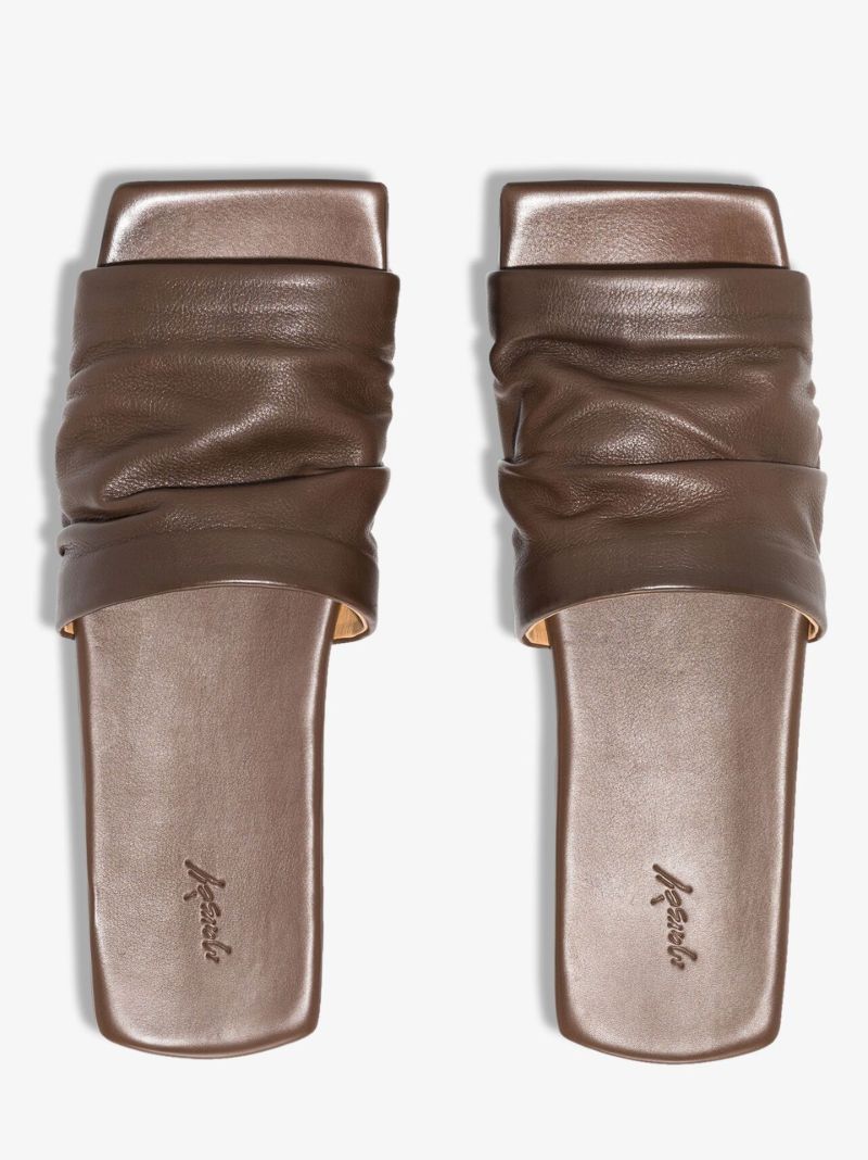 Brown Slip-on Leather Sandals