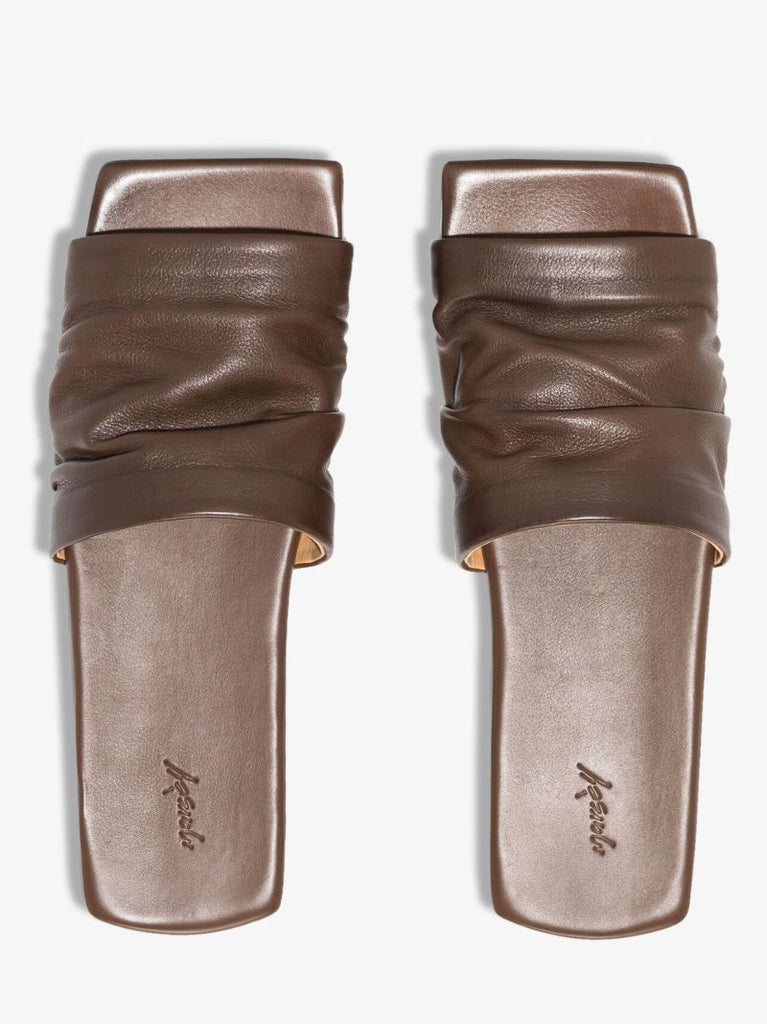 Brown Slip-on Leather Sandals