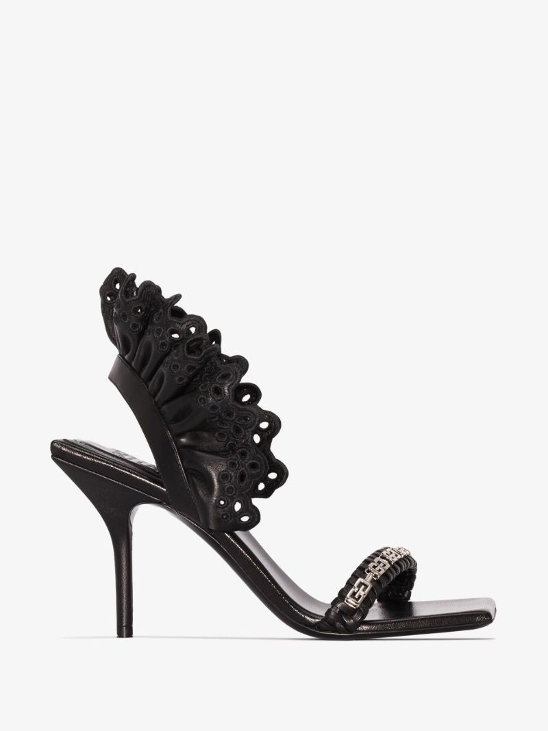 Black G Woven 90 Slingback Leather Sandals