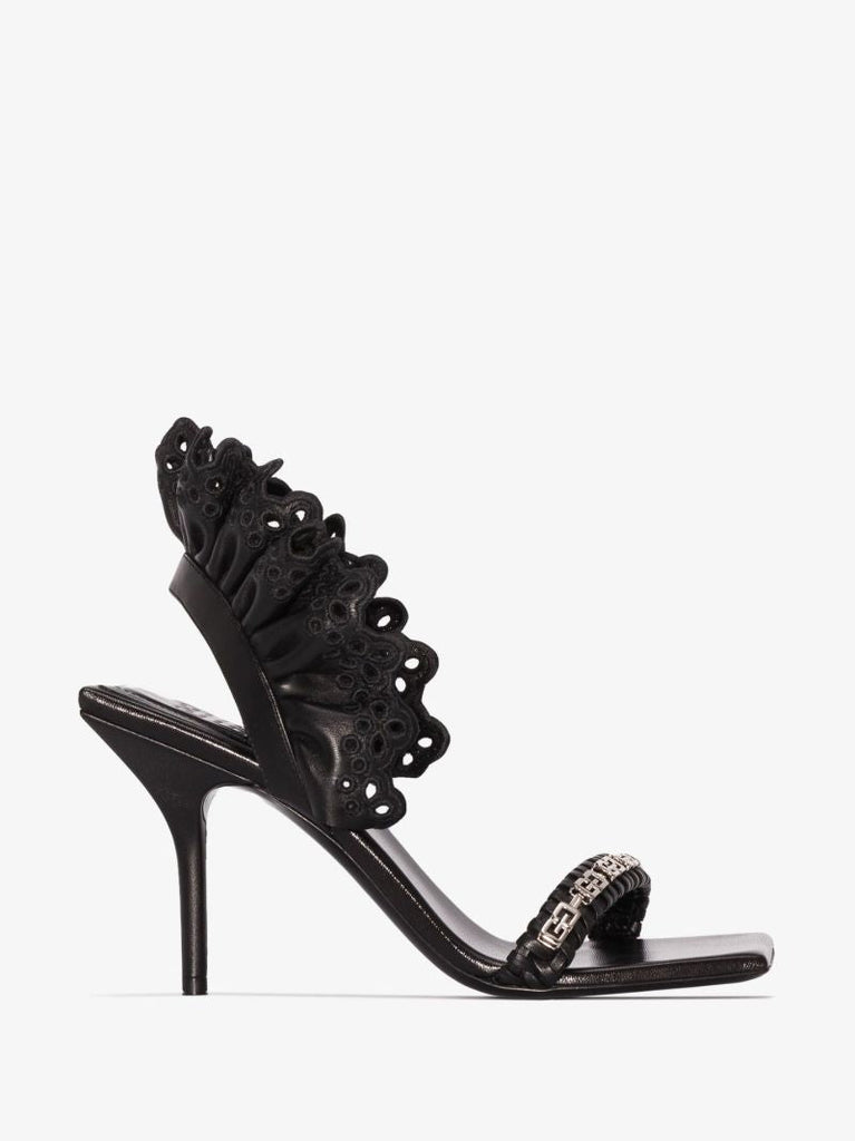 Black G Woven 90 Slingback Leather Sandals