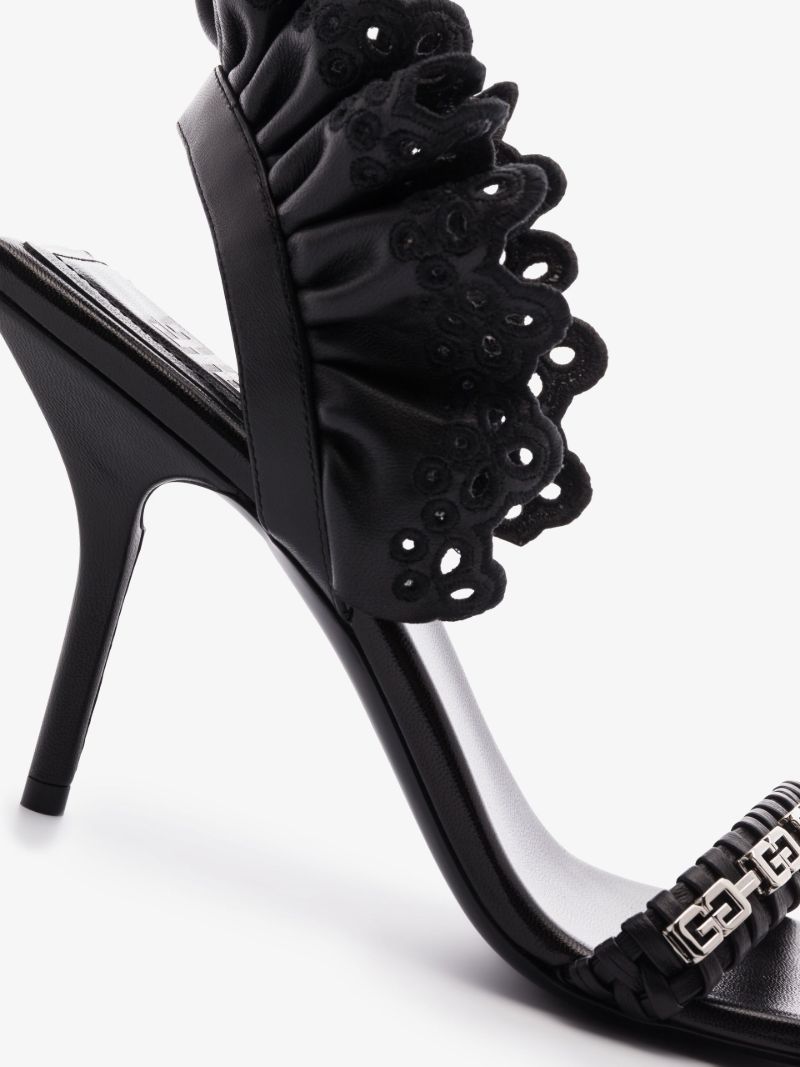 Black G Woven 90 Slingback Leather Sandals