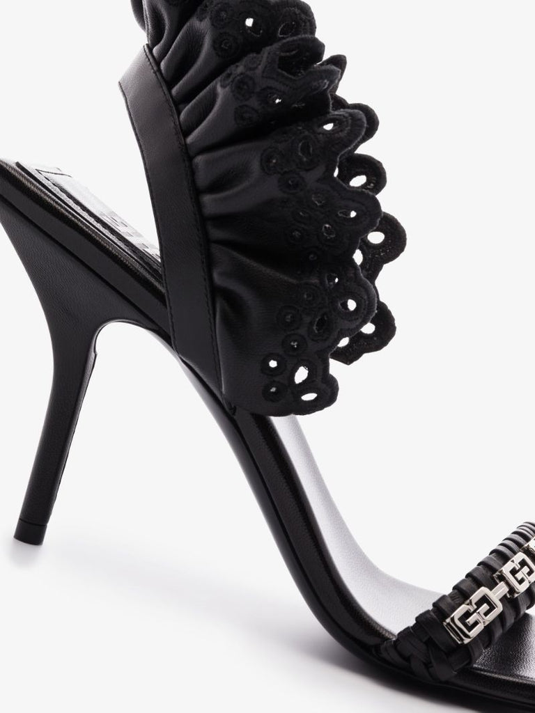 Black G Woven 90 Slingback Leather Sandals