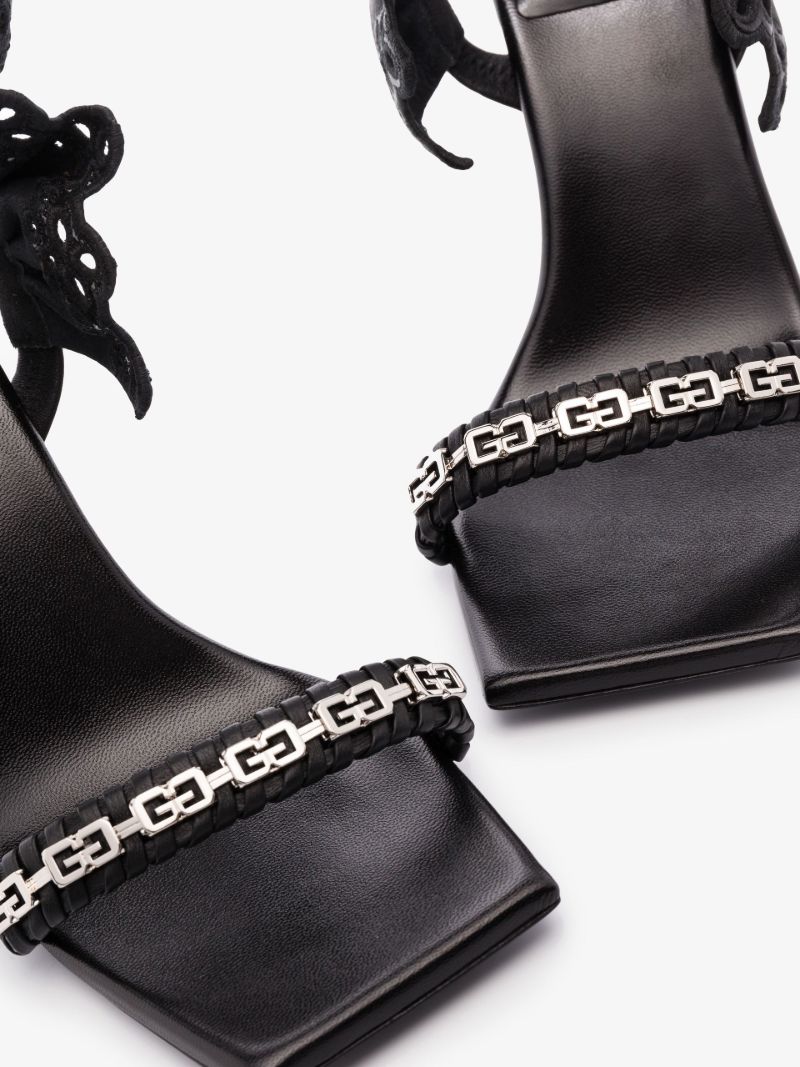 Black G Woven 90 Slingback Leather Sandals
