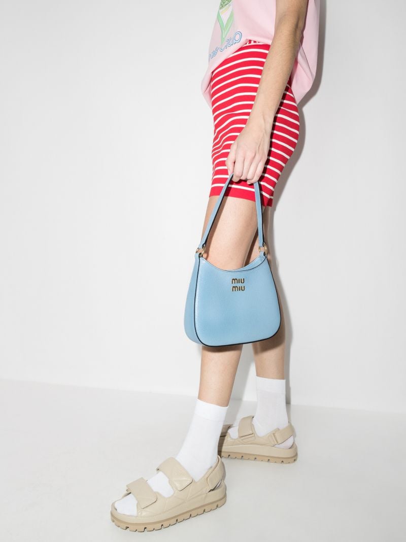 Blue Madras Leather Shoulder Bag