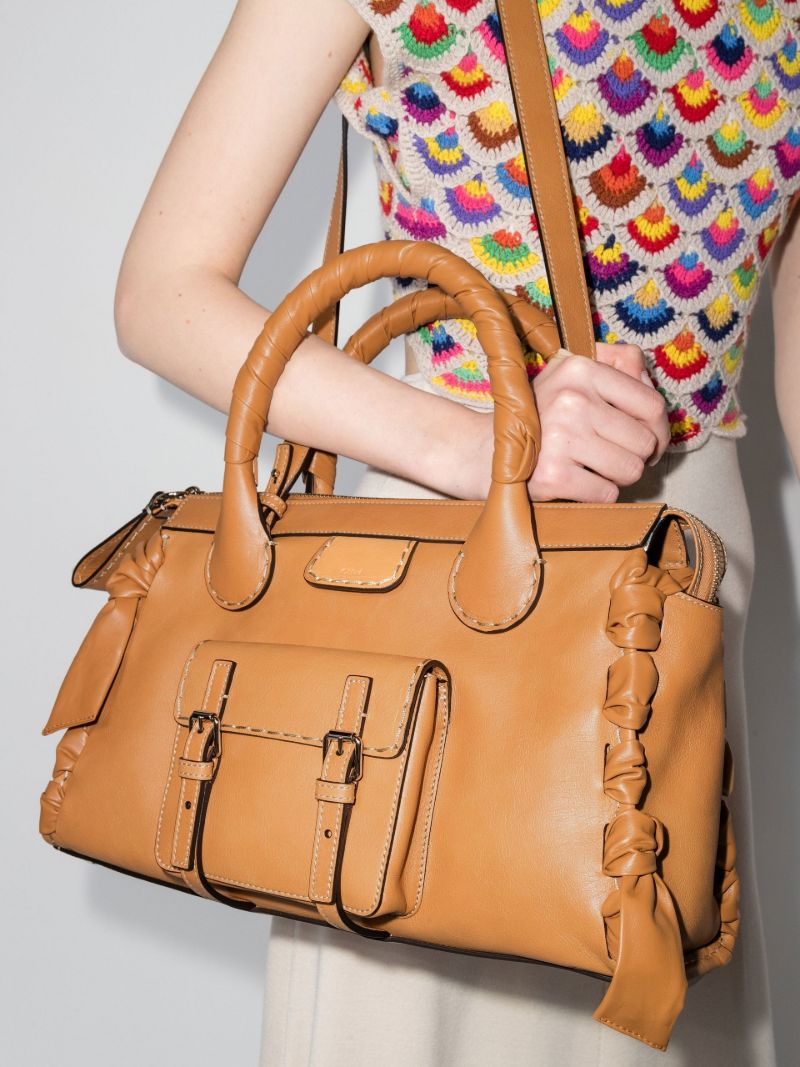 Brown Edith Medium Leather Tote Bag