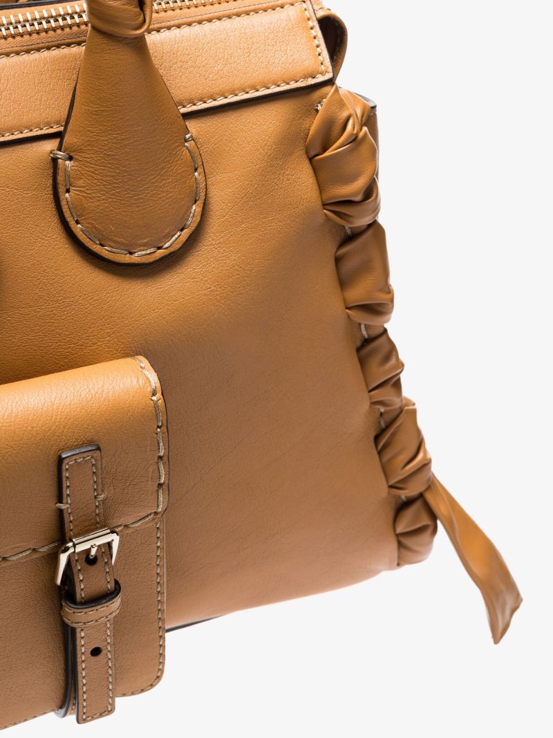 Brown Edith Medium Leather Tote Bag