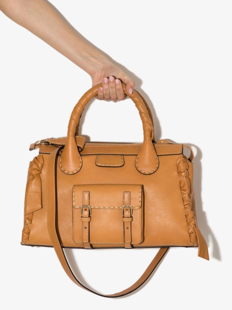 Brown Edith Medium Leather Tote Bag